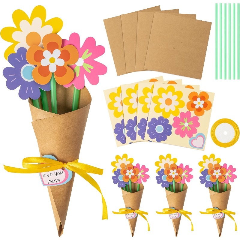 100Pcs DIY Flower Bouquet Kit  - Papercraft Supply Ribbon review and price